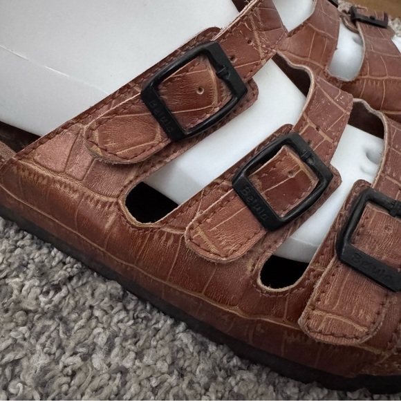Betula brown croc embossed three strap brown sandal Size 9.5 - Picture 5 of 10